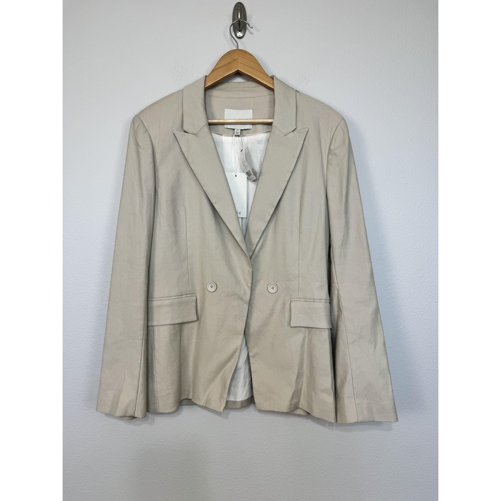 Joie Kierra B Blazer Jacket‎ Women's 12 Beige Linen Blend Two Button Lined